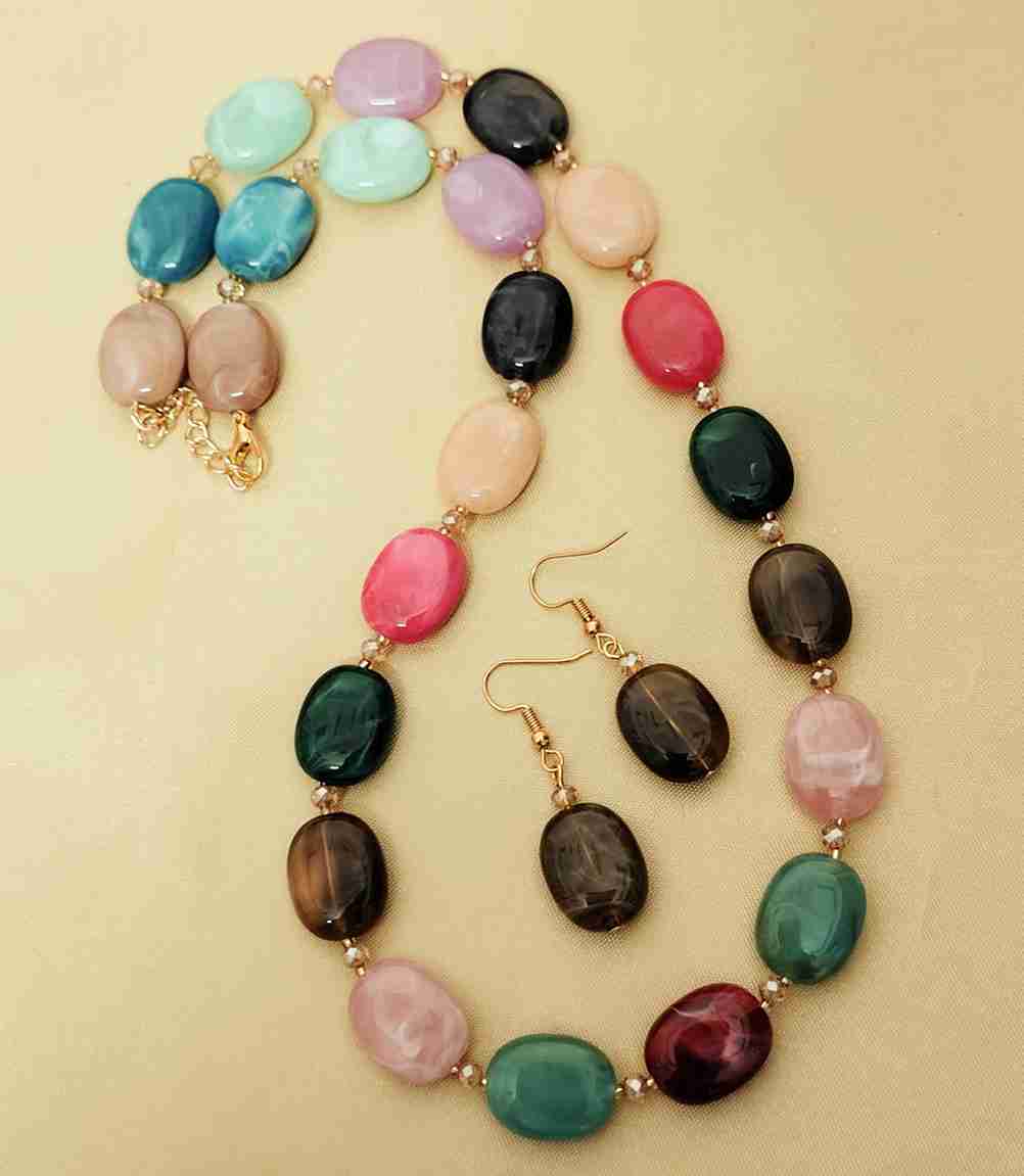 Western Stone Necklace With Earrings